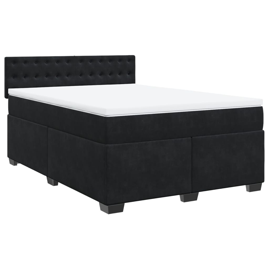 Κρεβάτι Boxspring με Στρώμα Μαύρο 140x200 εκ. Βελούδινο - Pakobazaar