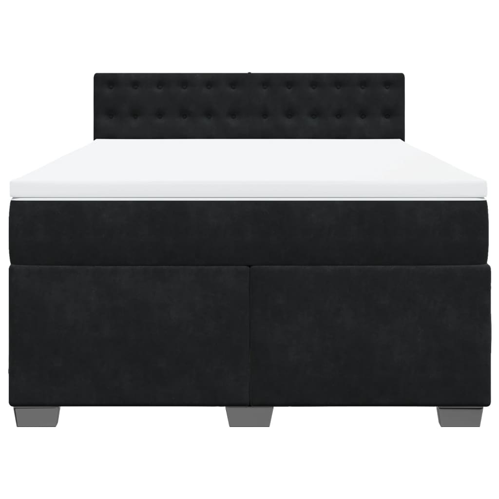 Κρεβάτι Boxspring με Στρώμα Μαύρο 140x200 εκ. Βελούδινο - Pakobazaar