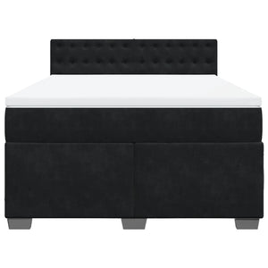 Κρεβάτι Boxspring με Στρώμα Μαύρο 140x200 εκ. Βελούδινο - Pakobazaar