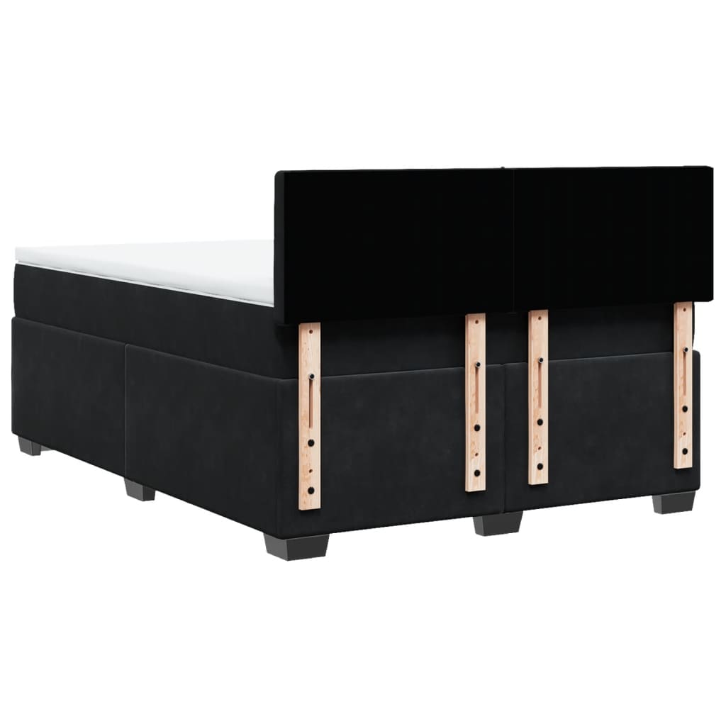 Κρεβάτι Boxspring με Στρώμα Μαύρο 140x200 εκ. Βελούδινο - Pakobazaar