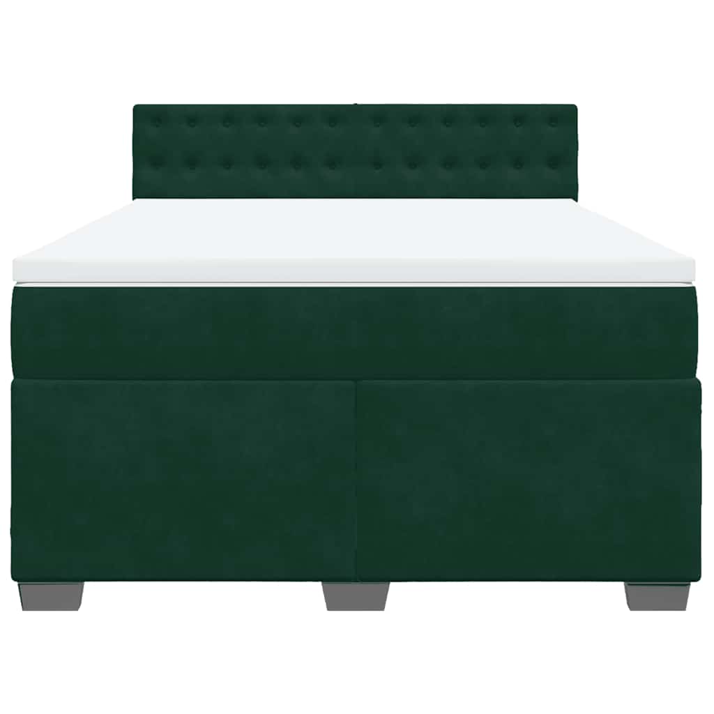 Κρεβάτι Boxspring με Στρώμα Σκούρο Πράσινο 140x200εκ. Βελούδινο - Pakobazaar