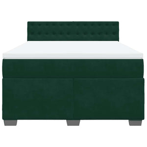 Κρεβάτι Boxspring με Στρώμα Σκούρο Πράσινο 140x200εκ. Βελούδινο - Pakobazaar