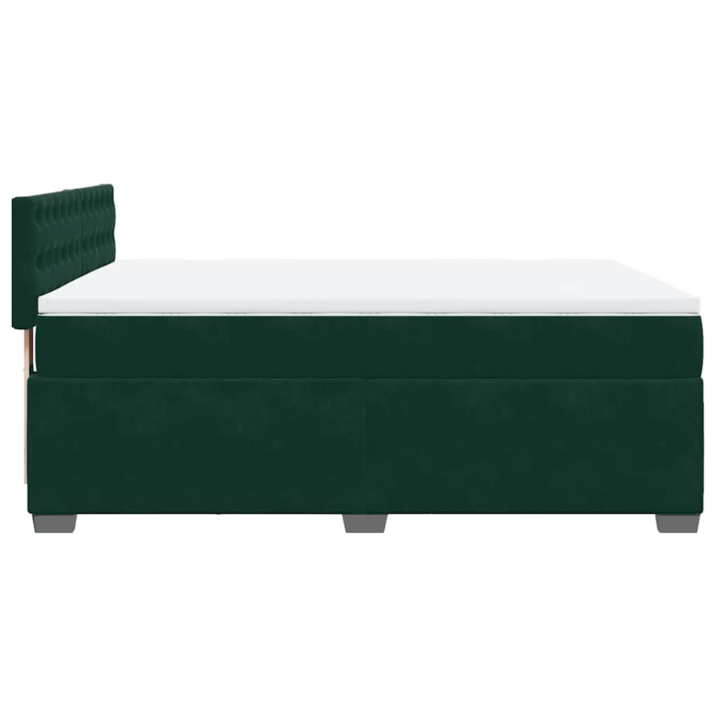 Κρεβάτι Boxspring με Στρώμα Σκούρο Πράσινο 140x200εκ. Βελούδινο - Pakobazaar