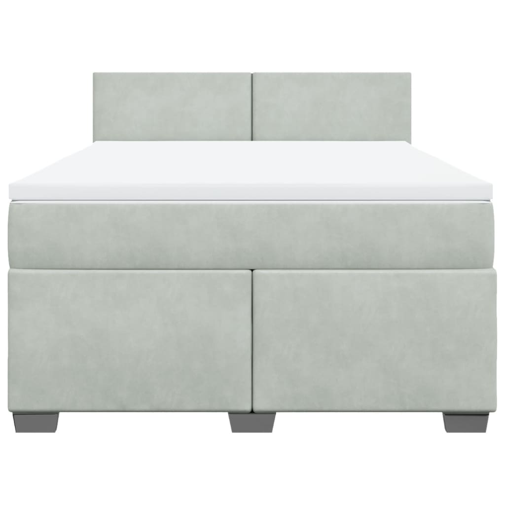 Κρεβάτι Boxspring με Στρώμα Ανοιχτό Γκρι 160x200 εκ. Βελούδινο - Pakobazaar