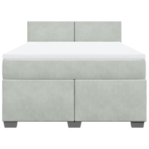 Κρεβάτι Boxspring με Στρώμα Ανοιχτό Γκρι 160x200 εκ. Βελούδινο - Pakobazaar