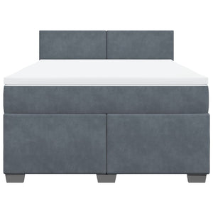 Κρεβάτι Boxspring με Στρώμα Σκούρο Γκρι 160x200 εκ. Βελούδινο - Pakobazaar