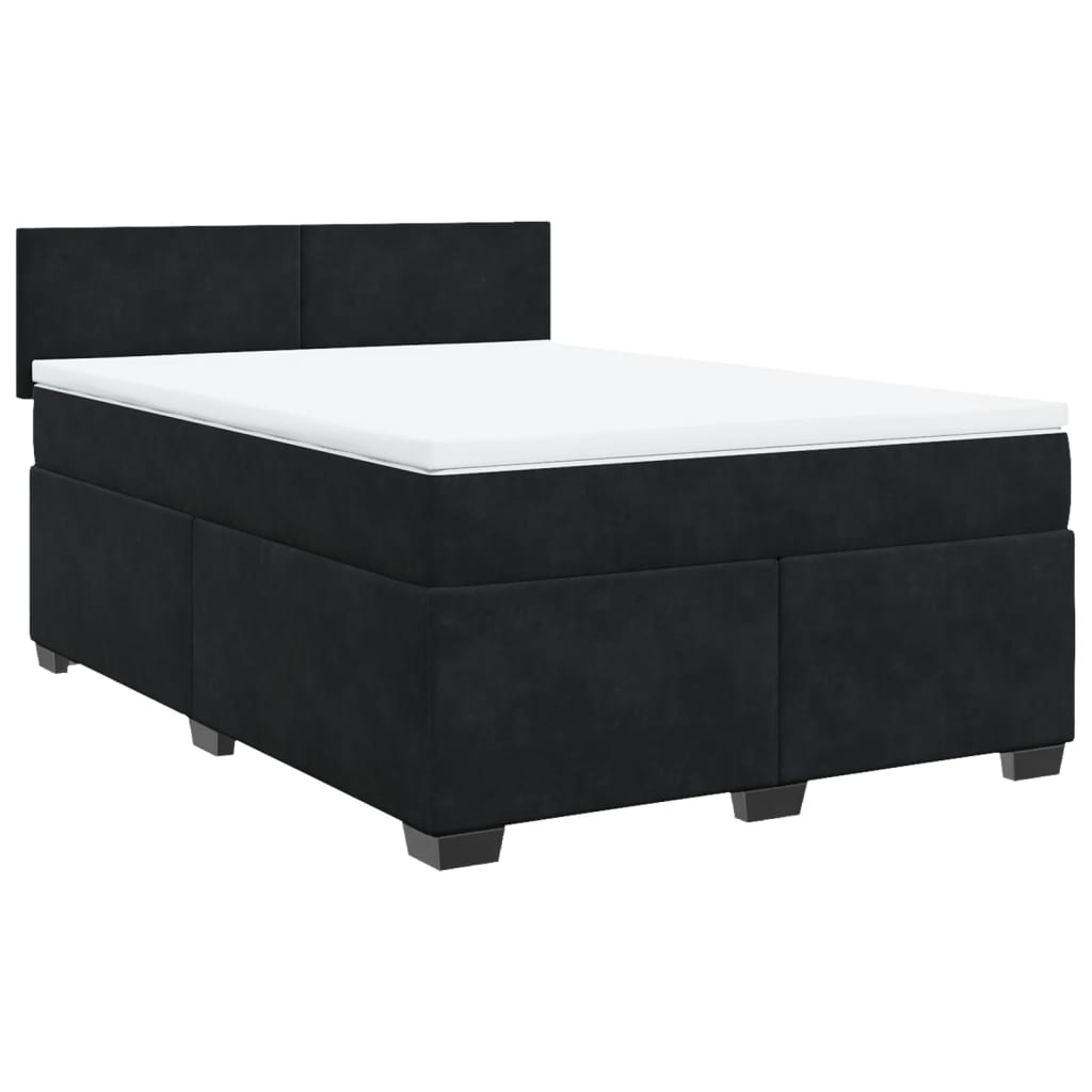 Κρεβάτι Boxspring με Στρώμα Μαύρο 160x200 εκ. Βελούδινο - Pakobazaar