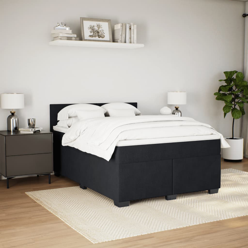 Κρεβάτι Boxspring με Στρώμα Μαύρο 160x200 εκ. Βελούδινο - Pakobazaar
