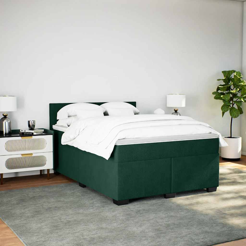 Κρεβάτι Boxspring με Στρώμα Σκούρο Πράσινο 160x200εκ. Βελούδινο - Pakobazaar