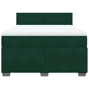 Κρεβάτι Boxspring με Στρώμα Σκούρο Πράσινο 160x200εκ. Βελούδινο - Pakobazaar