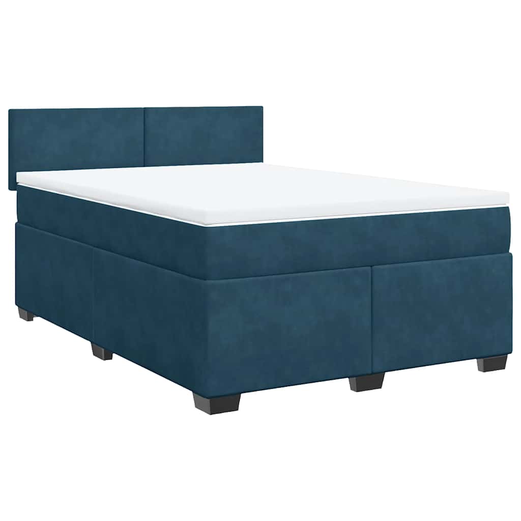 Κρεβάτι Boxspring με Στρώμα Μπλε 160x200 εκ. Βελούδινο