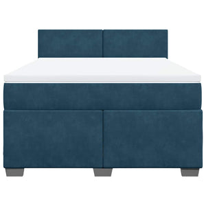 Κρεβάτι Boxspring με Στρώμα Μπλε 160x200 εκ. Βελούδινο - Pakobazaar