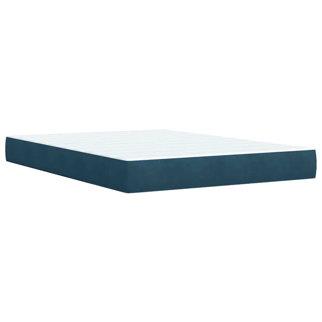 Κρεβάτι Boxspring με Στρώμα Μπλε 160x200 εκ. Βελούδινο