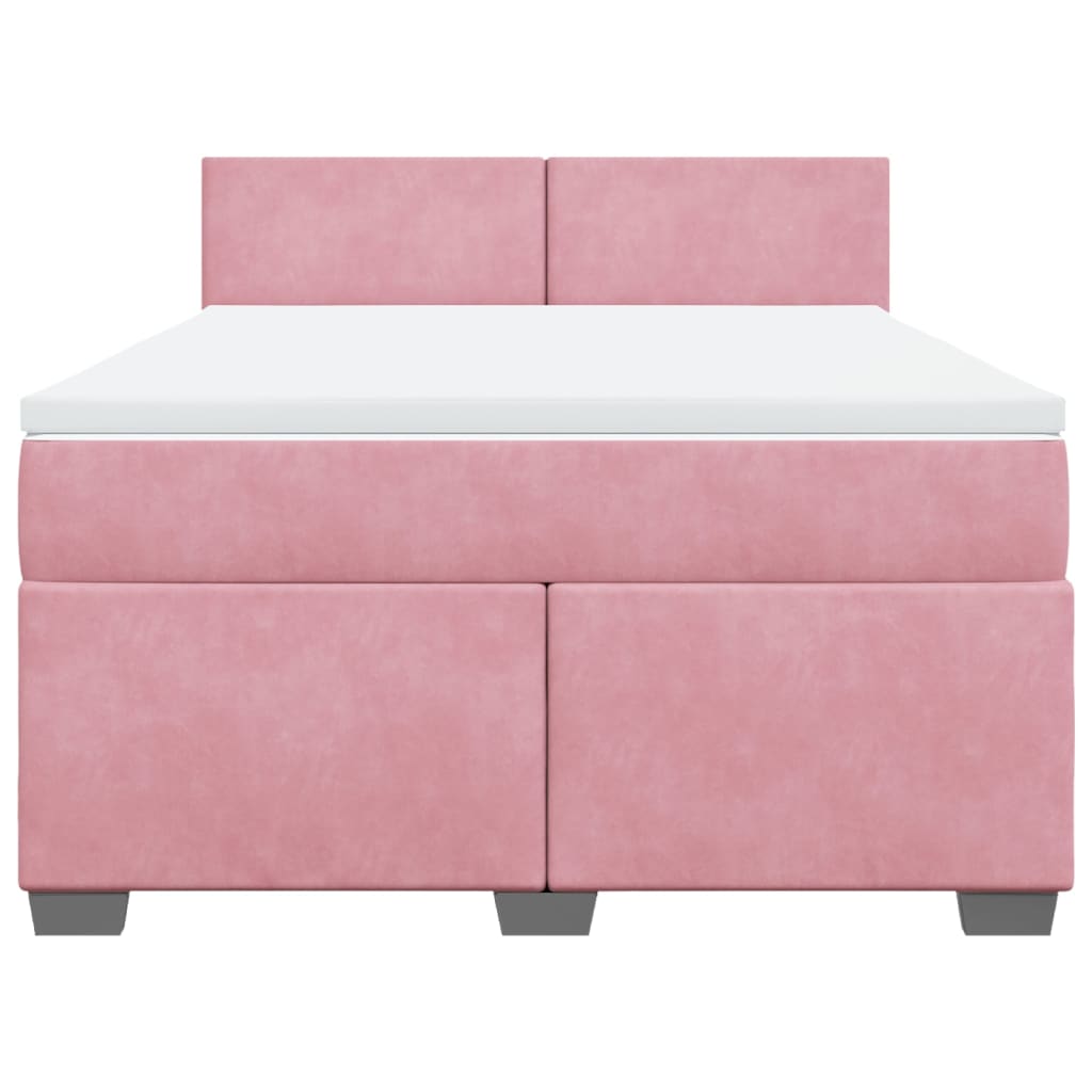 Κρεβάτι Boxspring με Στρώμα Ροζ 160x200 εκ. Βελούδινο - Pakobazaar