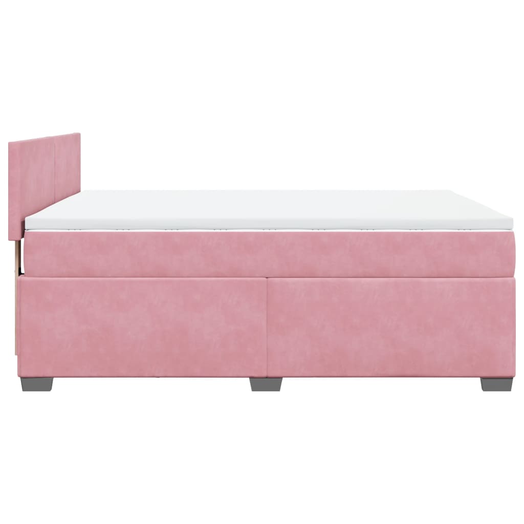 Κρεβάτι Boxspring με Στρώμα Ροζ 160x200 εκ. Βελούδινο - Pakobazaar