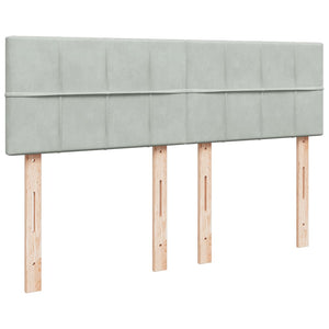 Κρεβάτι Boxspring με Στρώμα Ανοιχτό Γκρι 160x200 εκ. Βελούδινο - Pakobazaar