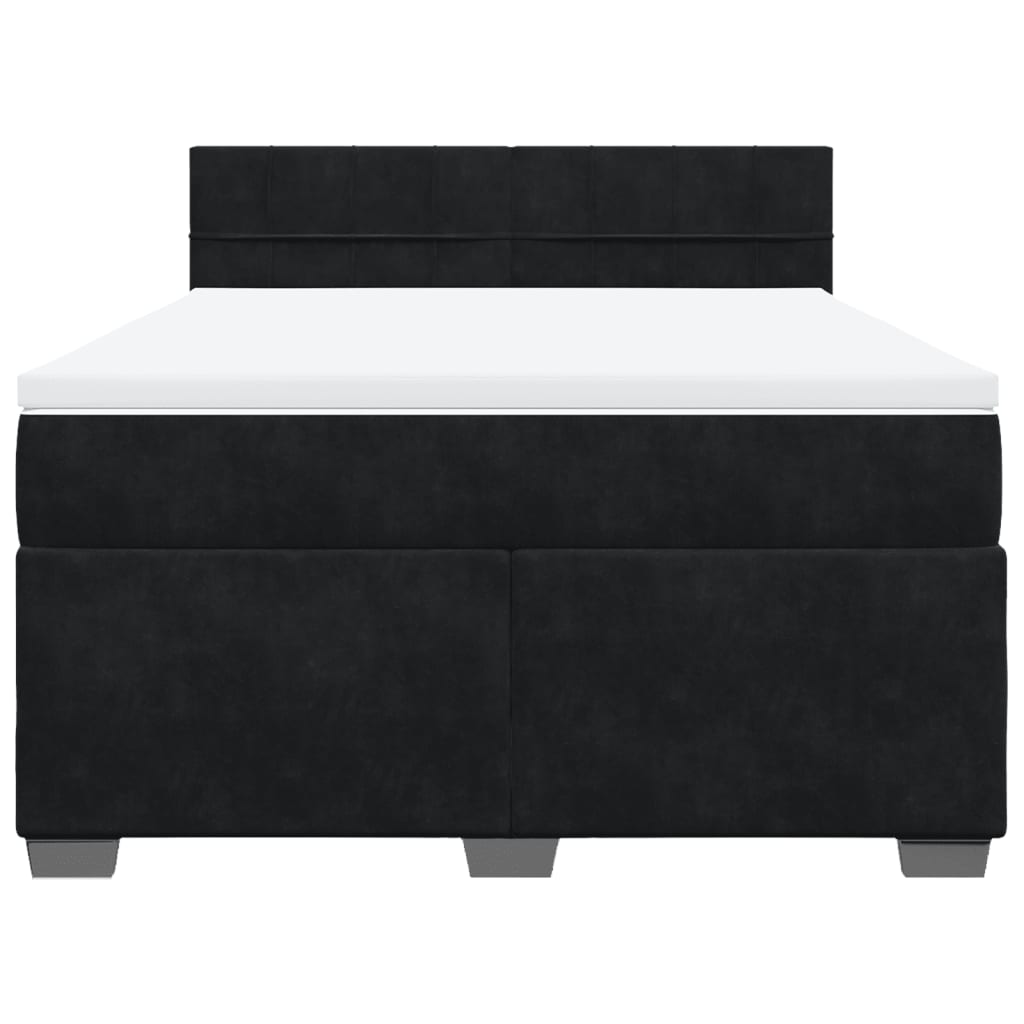 Κρεβάτι Boxspring με Στρώμα Μαύρο 160x200 εκ. Βελούδινο - Pakobazaar