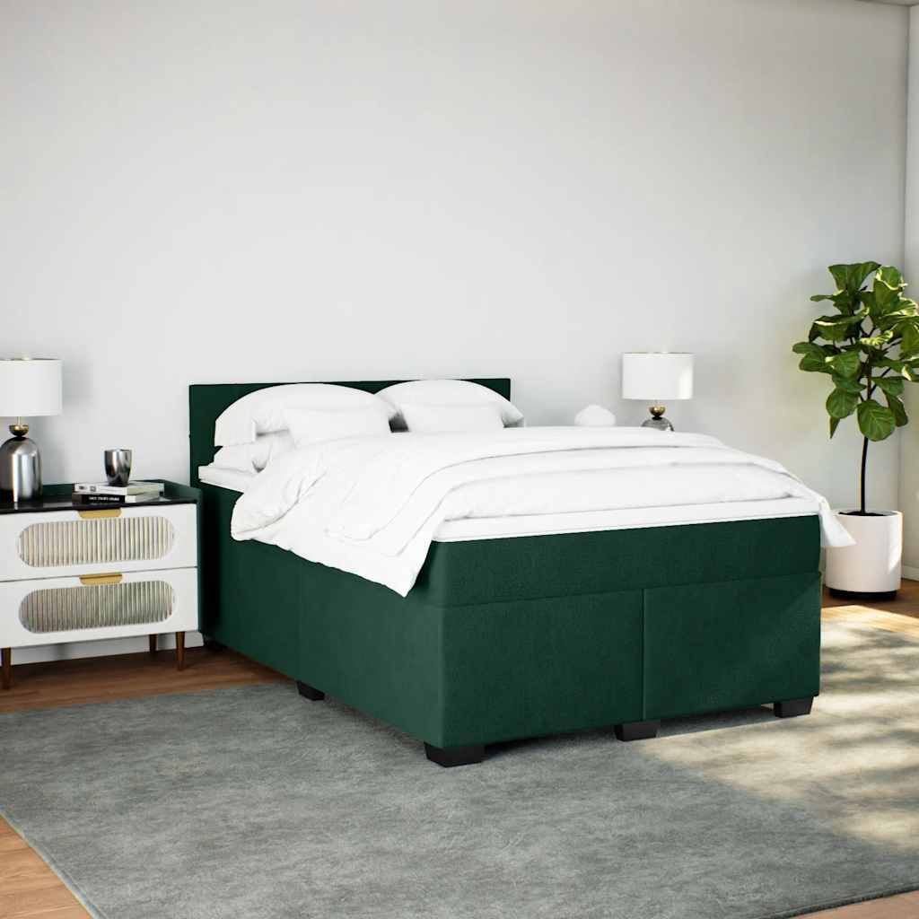 Κρεβάτι Boxspring με Στρώμα Σκούρο Πράσινο 160x200εκ. Βελούδινο - Pakobazaar