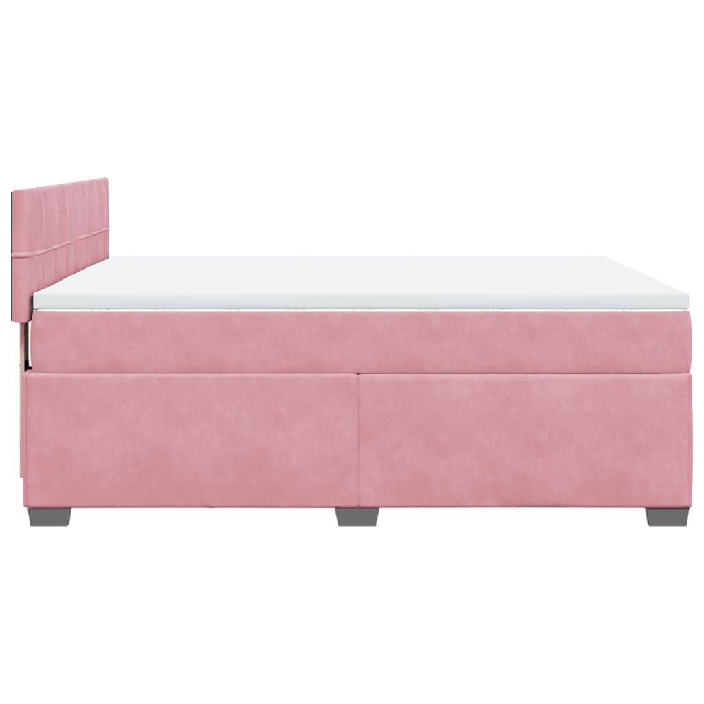 Κρεβάτι Boxspring με Στρώμα Ροζ 160x200 εκ. Βελούδινο - Pakobazaar
