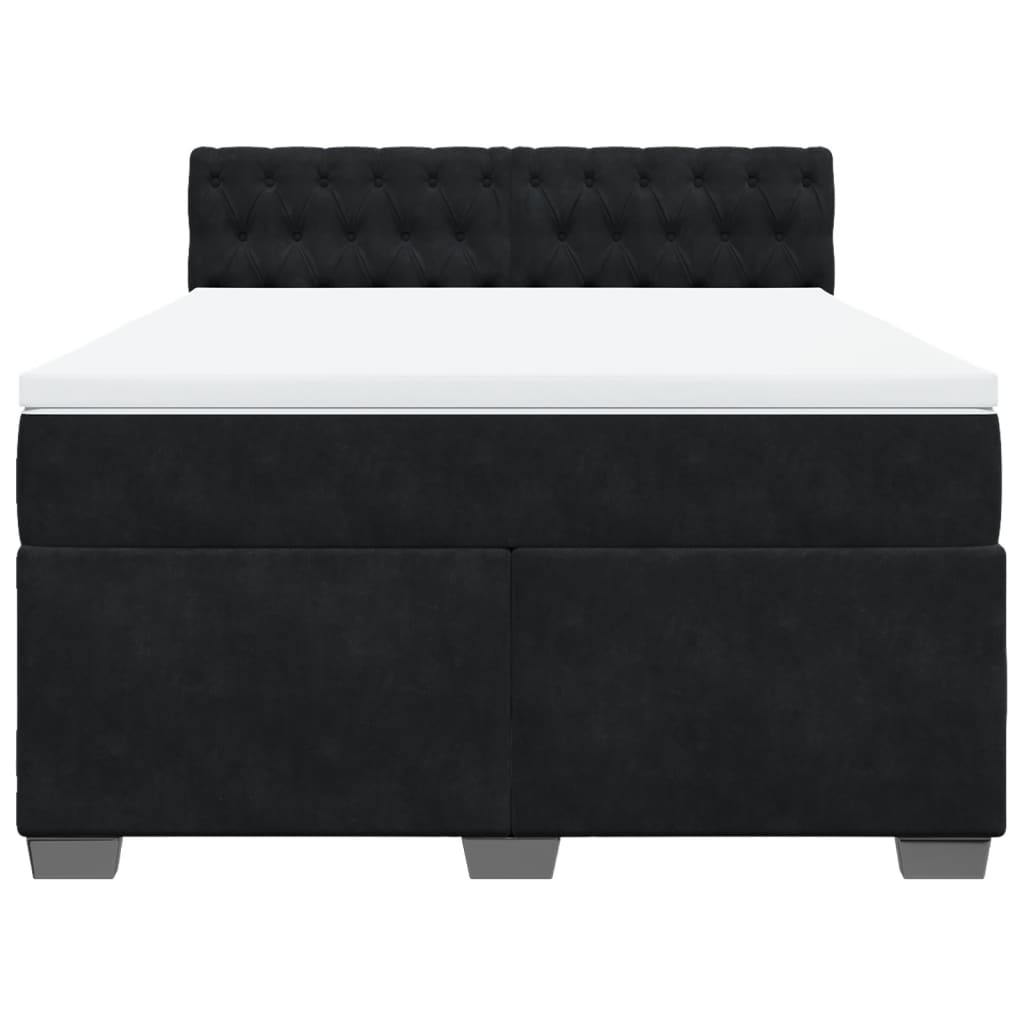 Κρεβάτι Boxspring με Στρώμα Μαύρο 160x200 εκ. Βελούδινο - Pakobazaar