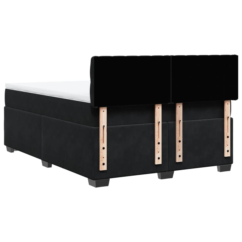 Κρεβάτι Boxspring με Στρώμα Μαύρο 160x200 εκ. Βελούδινο - Pakobazaar