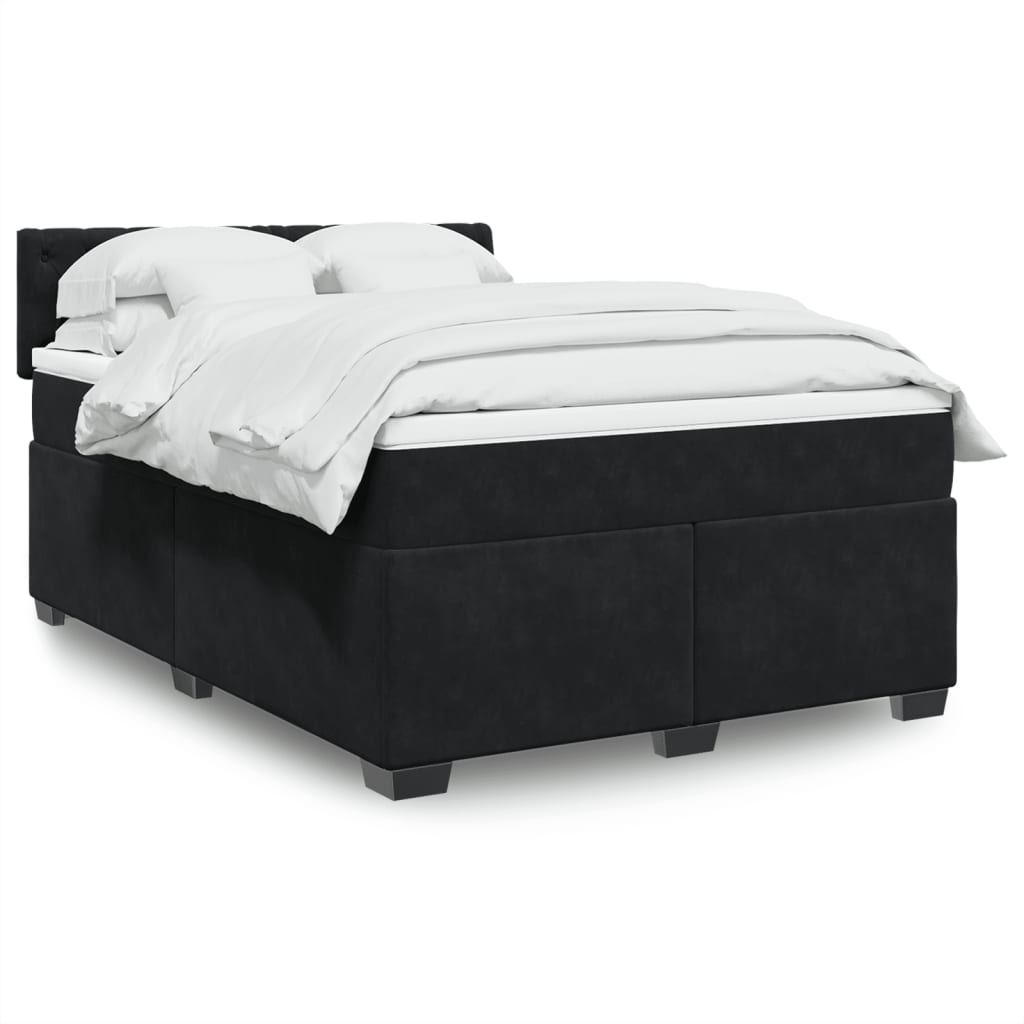 Κρεβάτι Boxspring με Στρώμα Μαύρο 160x200 εκ. Βελούδινο - Pakobazaar