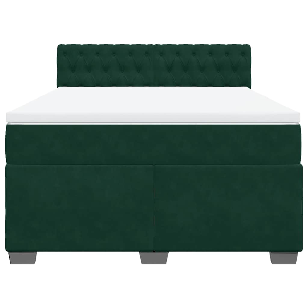 Κρεβάτι Boxspring με Στρώμα Σκούρο Πράσινο 160x200εκ. Βελούδινο - Pakobazaar