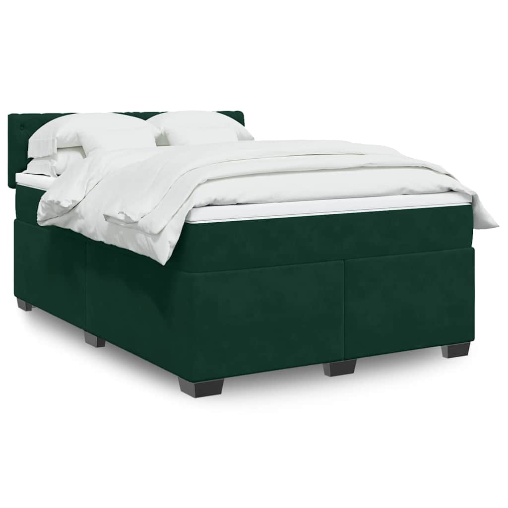 Κρεβάτι Boxspring με Στρώμα Σκούρο Πράσινο 160x200εκ. Βελούδινο - Pakobazaar