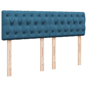 Κρεβάτι Boxspring με Στρώμα Μπλε 160x200 εκ. Βελούδινο - Pakobazaar