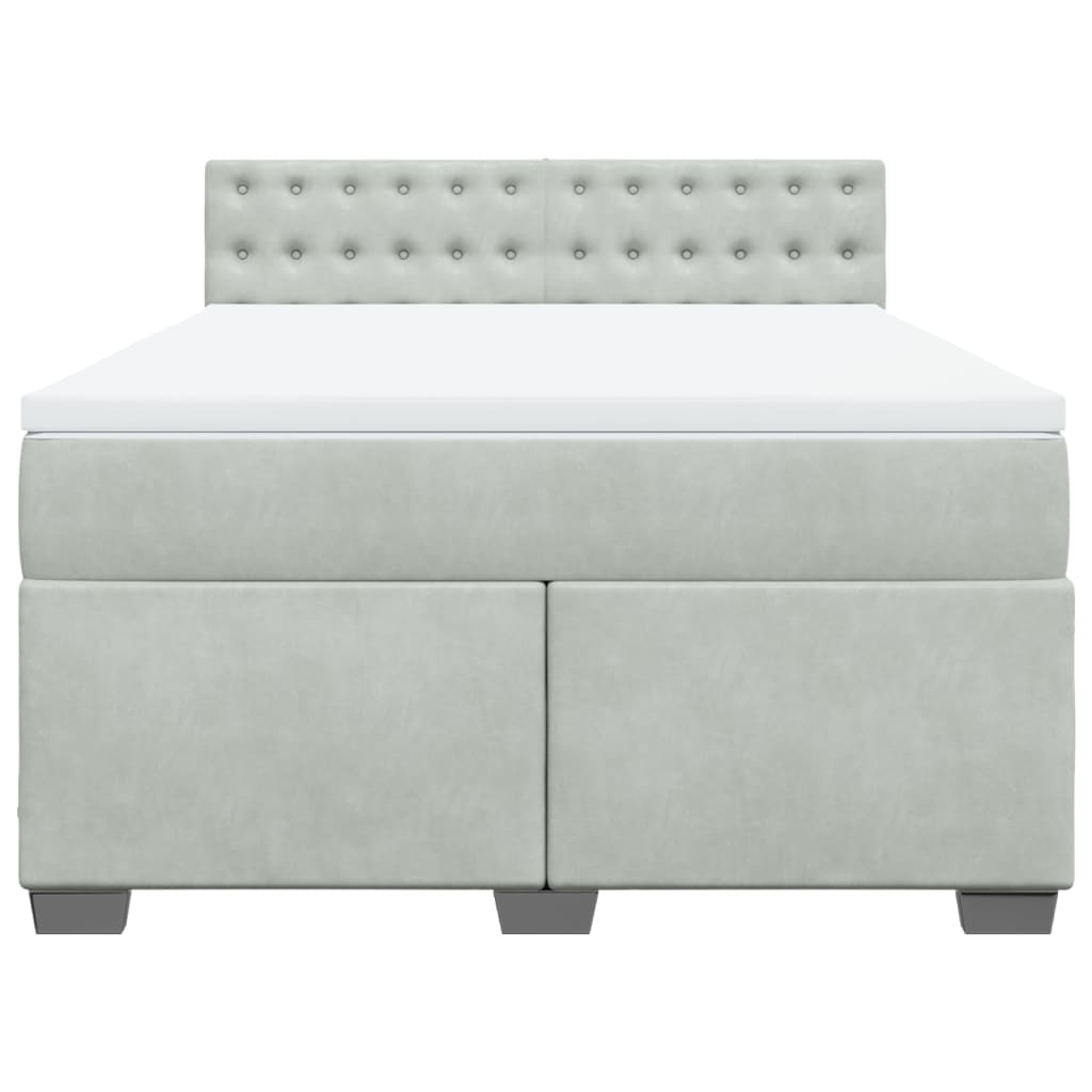 Κρεβάτι Boxspring με Στρώμα Ανοιχτό Γκρι 160x200 εκ. Βελούδινο - Pakobazaar