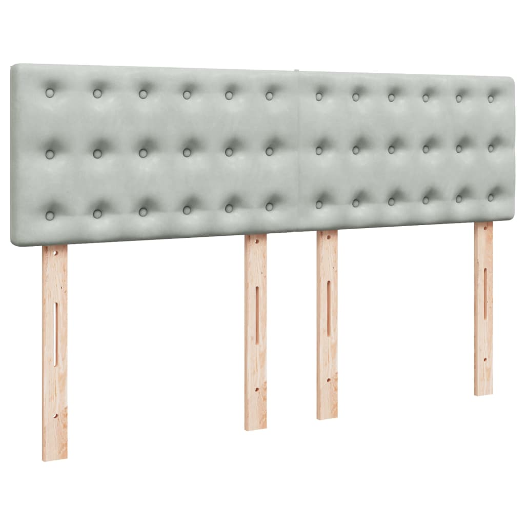 Κρεβάτι Boxspring με Στρώμα Ανοιχτό Γκρι 160x200 εκ. Βελούδινο - Pakobazaar