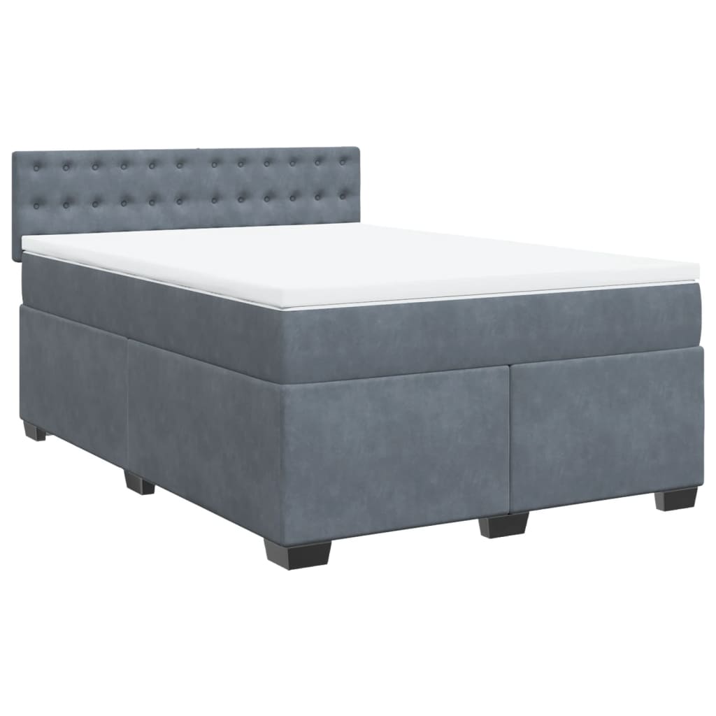 Κρεβάτι Boxspring με Στρώμα Σκούρο Γκρι 160x200 εκ. Βελούδινο - Pakobazaar
