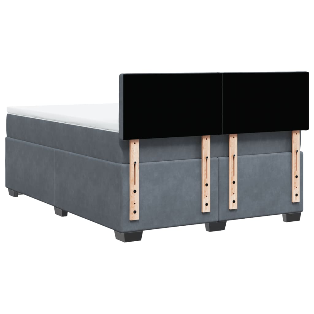 Κρεβάτι Boxspring με Στρώμα Σκούρο Γκρι 160x200 εκ. Βελούδινο - Pakobazaar