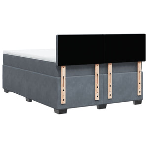 Κρεβάτι Boxspring με Στρώμα Σκούρο Γκρι 160x200 εκ. Βελούδινο - Pakobazaar