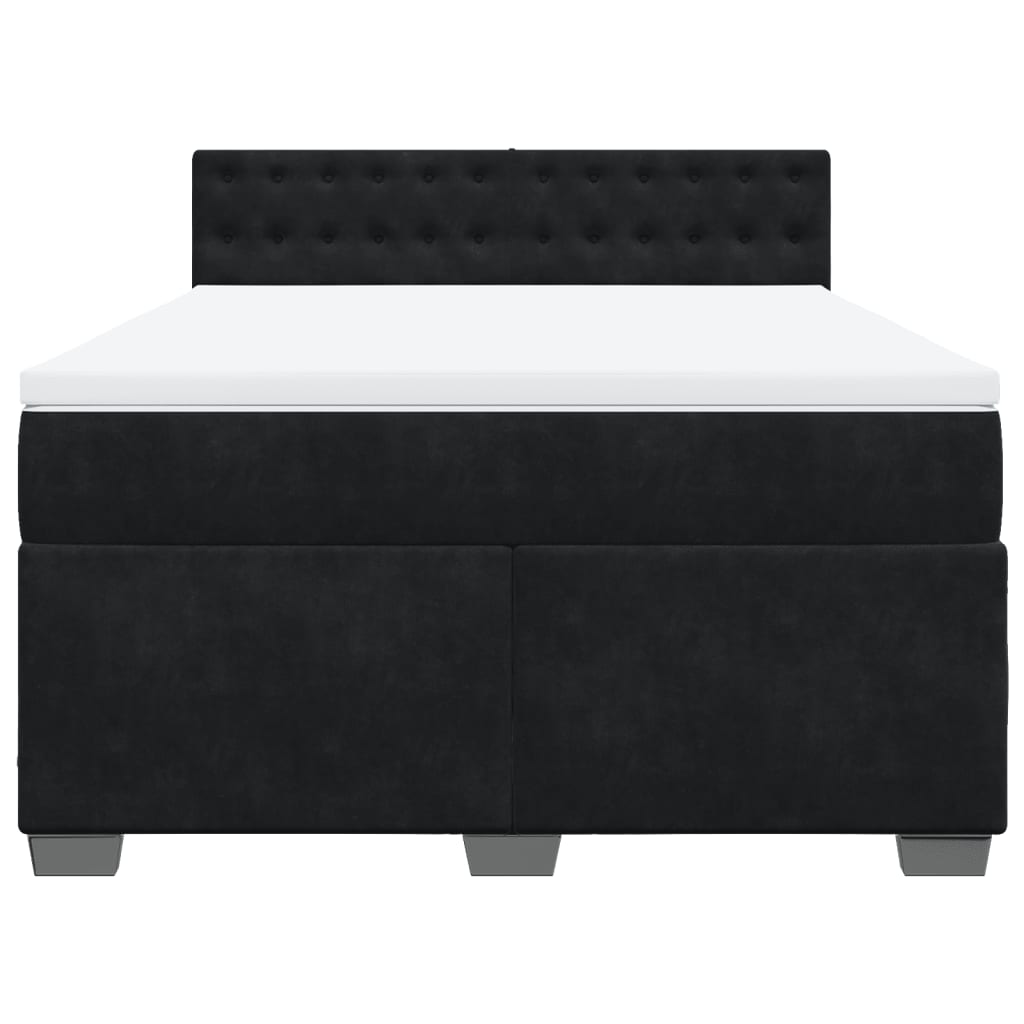 Κρεβάτι Boxspring με Στρώμα Μαύρο 160x200 εκ. Βελούδινο - Pakobazaar