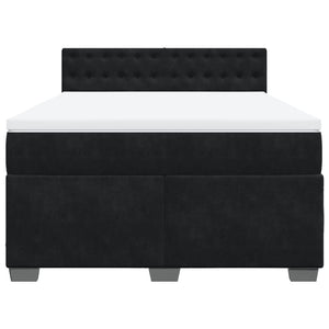 Κρεβάτι Boxspring με Στρώμα Μαύρο 160x200 εκ. Βελούδινο - Pakobazaar