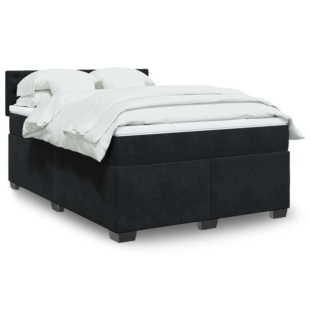 Κρεβάτι Boxspring με Στρώμα Μαύρο 160x200 εκ. Βελούδινο - Pakobazaar