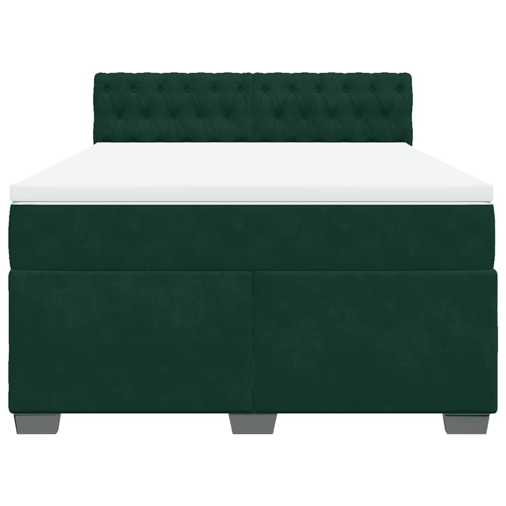 Κρεβάτι Boxspring με Στρώμα Σκούρο Πράσινο 160x200εκ. Βελούδινο - Pakobazaar