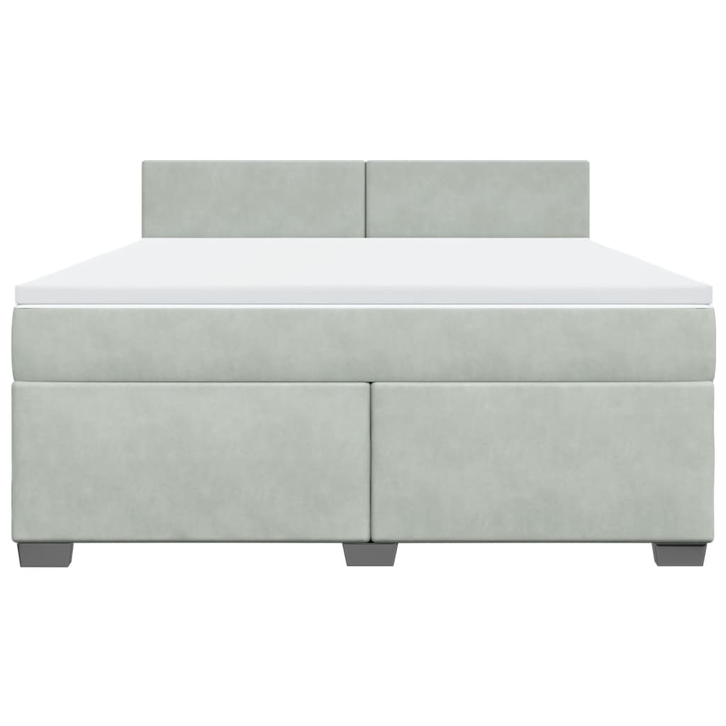 Κρεβάτι Boxspring με Στρώμα Ανοιχτό Γκρι 180x200 εκ. Βελούδινο - Pakobazaar