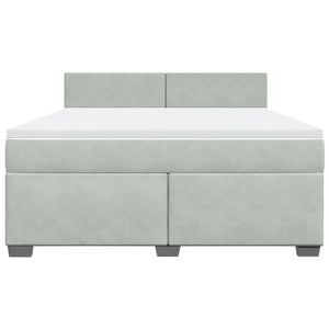 Κρεβάτι Boxspring με Στρώμα Ανοιχτό Γκρι 180x200 εκ. Βελούδινο - Pakobazaar