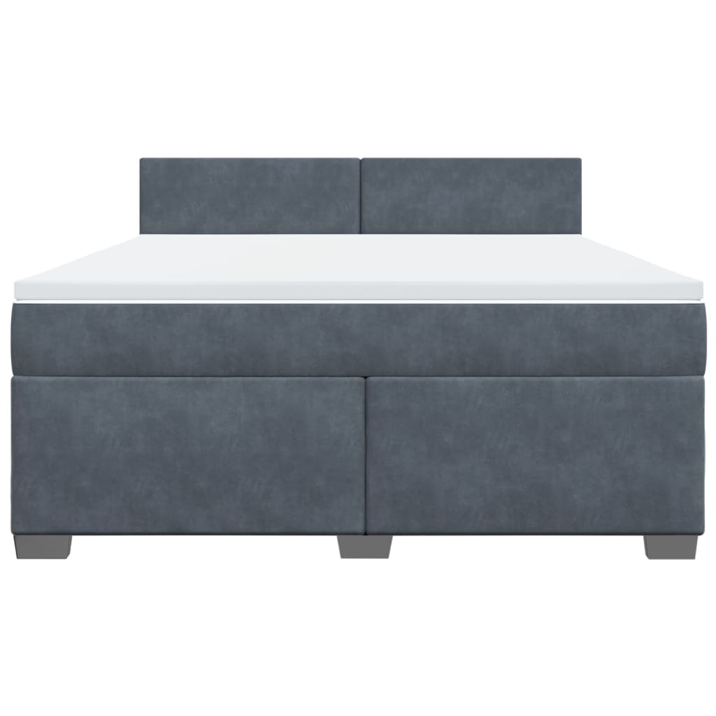 Κρεβάτι Boxspring με Στρώμα Σκούρο Γκρι 180x200 εκ. Βελούδινο - Pakobazaar