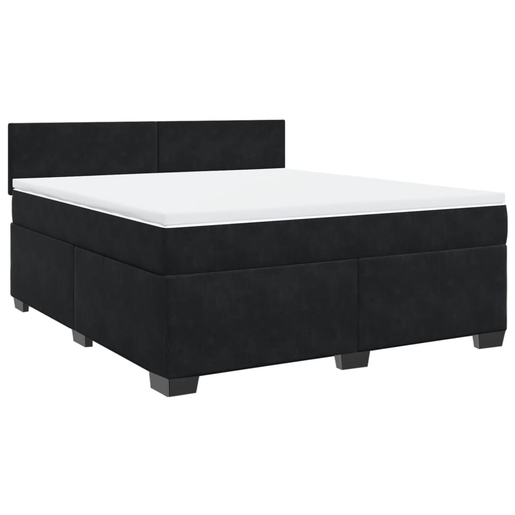 Κρεβάτι Boxspring με Στρώμα Μαύρο 180x200 εκ. Βελούδινο