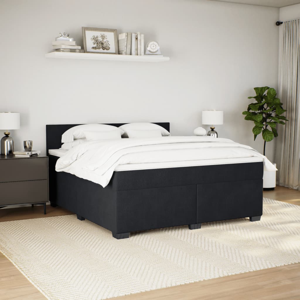 Κρεβάτι Boxspring με Στρώμα Μαύρο 180x200 εκ. Βελούδινο