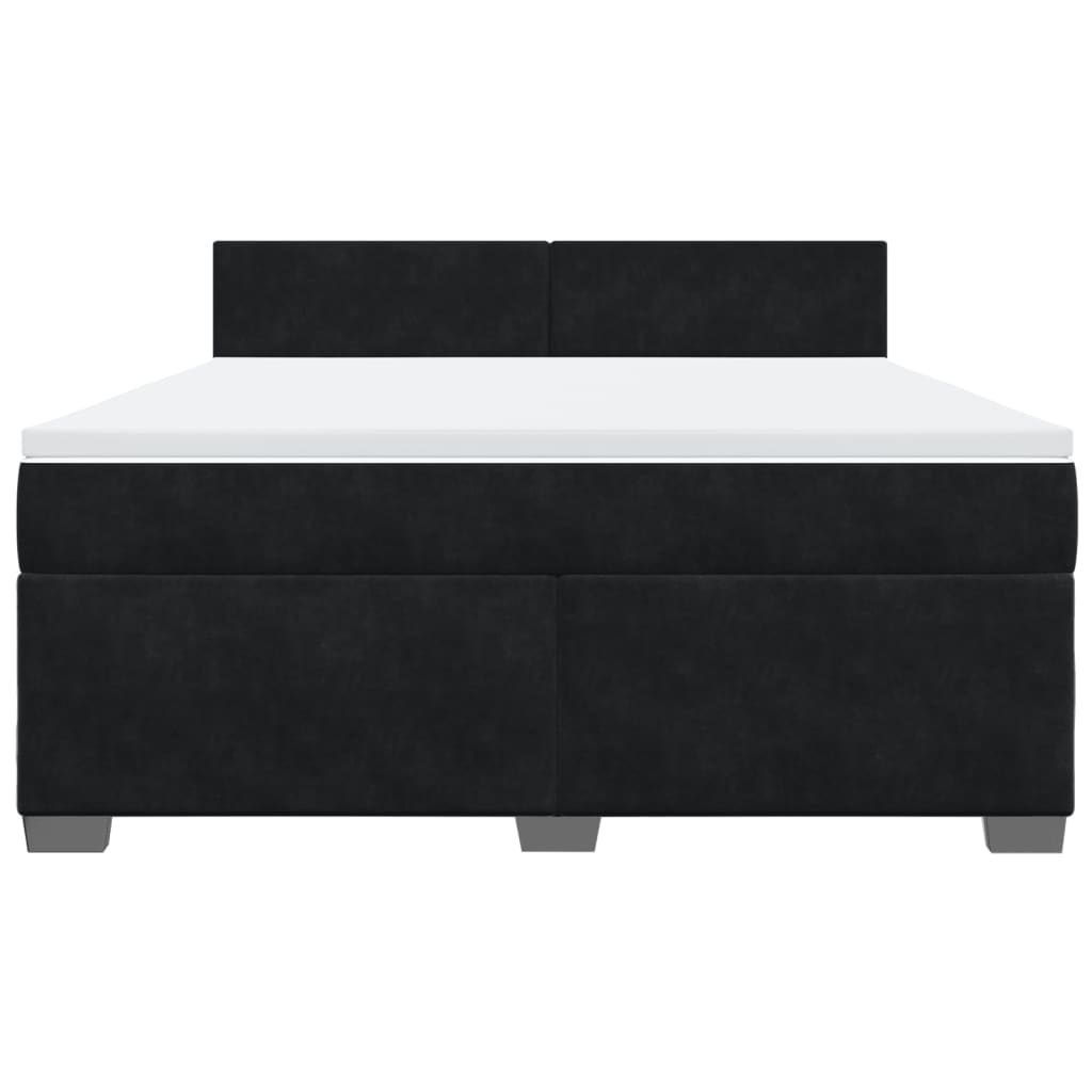 Κρεβάτι Boxspring με Στρώμα Μαύρο 180x200 εκ. Βελούδινο