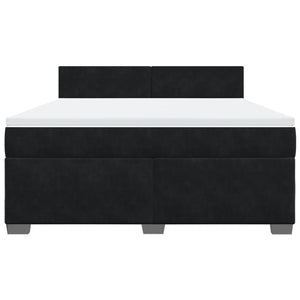 Κρεβάτι Boxspring με Στρώμα Μαύρο 180x200 εκ. Βελούδινο