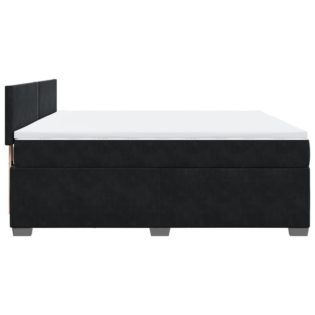 Κρεβάτι Boxspring με Στρώμα Μαύρο 180x200 εκ. Βελούδινο