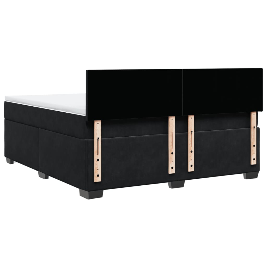 Κρεβάτι Boxspring με Στρώμα Μαύρο 180x200 εκ. Βελούδινο