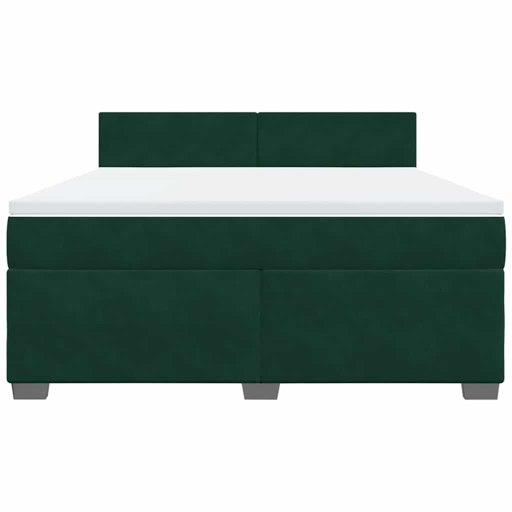 Κρεβάτι Boxspring με Στρώμα Σκούρο Πράσινο 180x200εκ. Βελούδινο