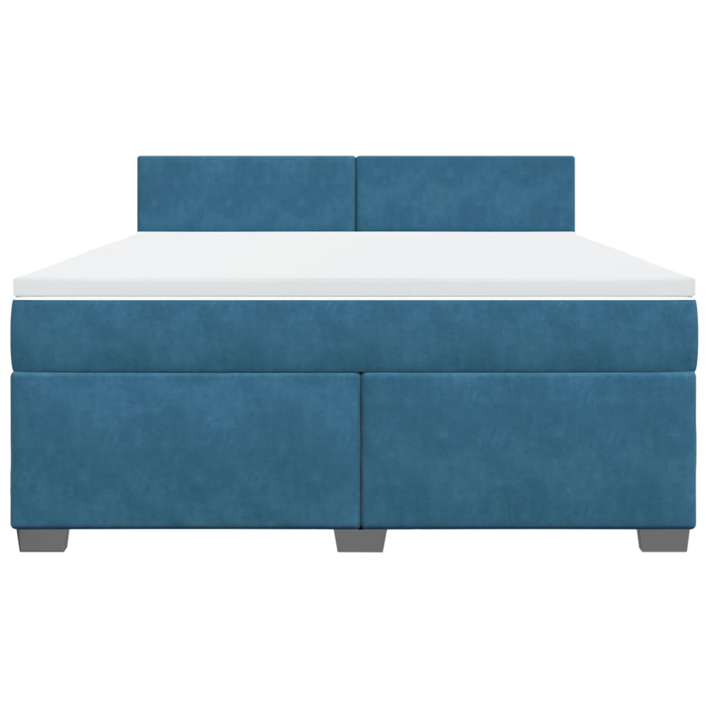 Κρεβάτι Boxspring με Στρώμα Μπλε 180x200 εκ. Βελούδινο - Pakobazaar