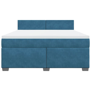 Κρεβάτι Boxspring με Στρώμα Μπλε 180x200 εκ. Βελούδινο - Pakobazaar
